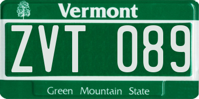 VT license plate ZVT089