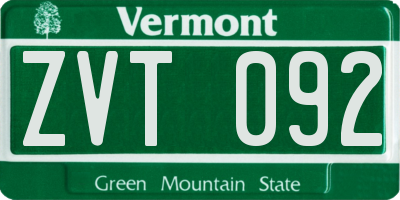 VT license plate ZVT092