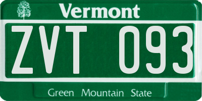 VT license plate ZVT093