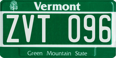 VT license plate ZVT096