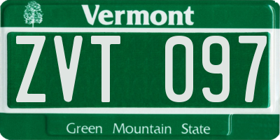 VT license plate ZVT097