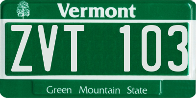 VT license plate ZVT103