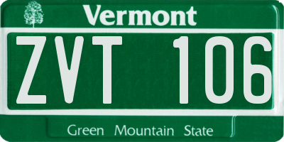 VT license plate ZVT106
