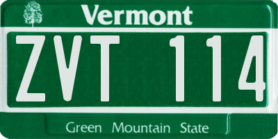 VT license plate ZVT114