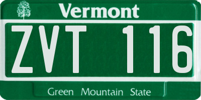 VT license plate ZVT116