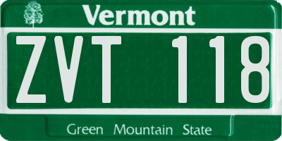 VT license plate ZVT118