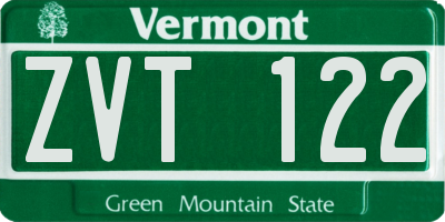 VT license plate ZVT122