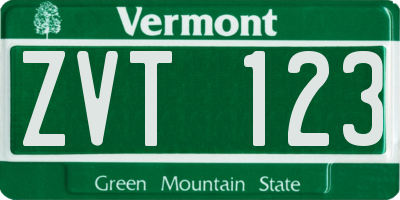 VT license plate ZVT123