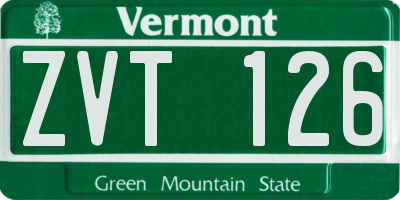 VT license plate ZVT126