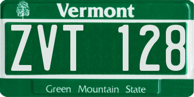 VT license plate ZVT128