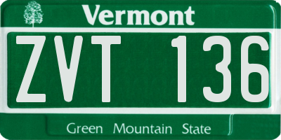 VT license plate ZVT136