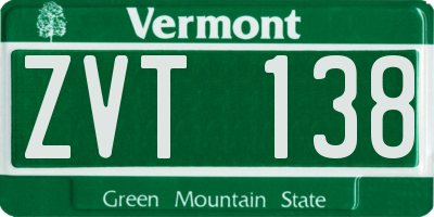 VT license plate ZVT138