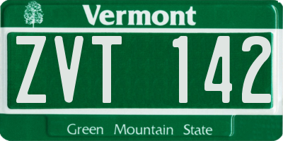 VT license plate ZVT142