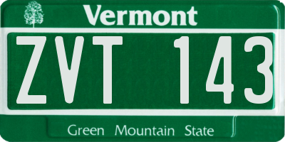 VT license plate ZVT143