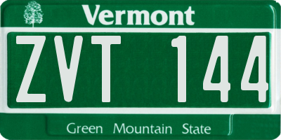 VT license plate ZVT144