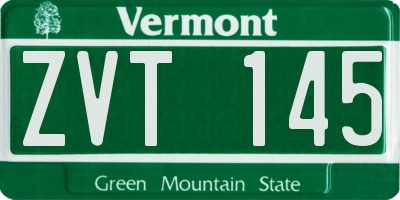 VT license plate ZVT145