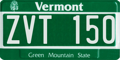 VT license plate ZVT150