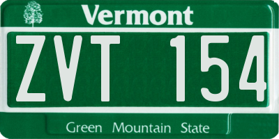 VT license plate ZVT154