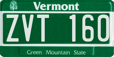 VT license plate ZVT160