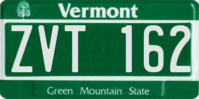 VT license plate ZVT162