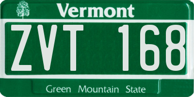 VT license plate ZVT168