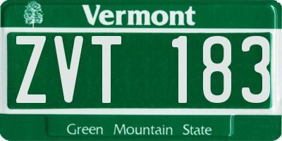VT license plate ZVT183
