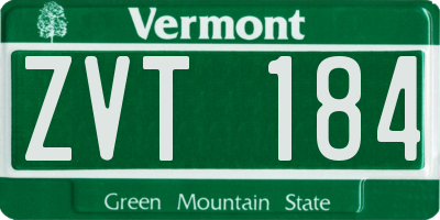 VT license plate ZVT184