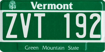VT license plate ZVT192