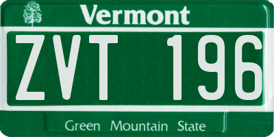 VT license plate ZVT196