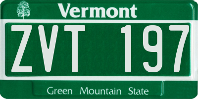 VT license plate ZVT197