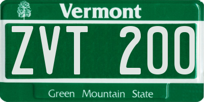 VT license plate ZVT200