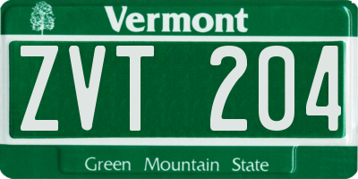 VT license plate ZVT204