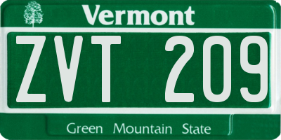 VT license plate ZVT209