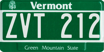 VT license plate ZVT212