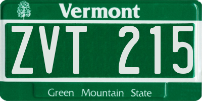 VT license plate ZVT215