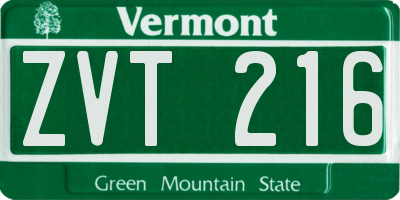 VT license plate ZVT216