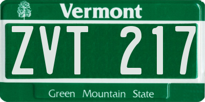 VT license plate ZVT217