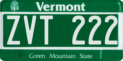 VT license plate ZVT222