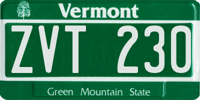 VT license plate ZVT230