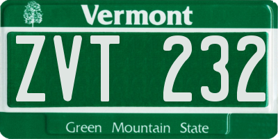 VT license plate ZVT232