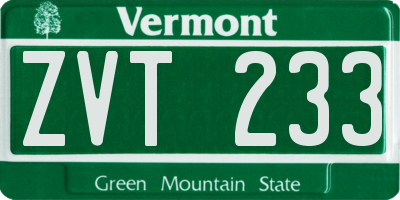 VT license plate ZVT233