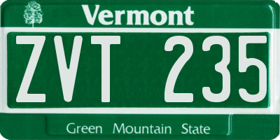 VT license plate ZVT235