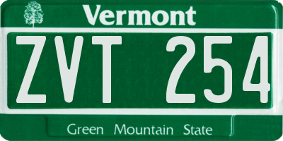 VT license plate ZVT254