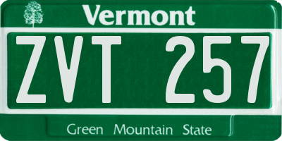 VT license plate ZVT257