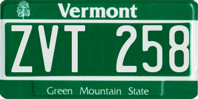 VT license plate ZVT258