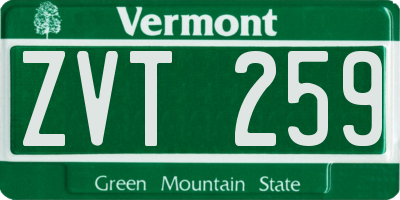 VT license plate ZVT259