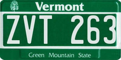 VT license plate ZVT263