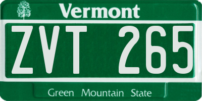 VT license plate ZVT265