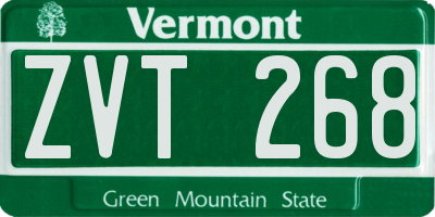 VT license plate ZVT268