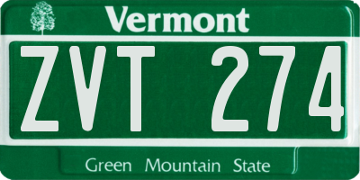 VT license plate ZVT274